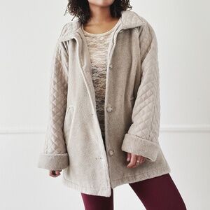 vintage Jones New York tan quilted fleece coat